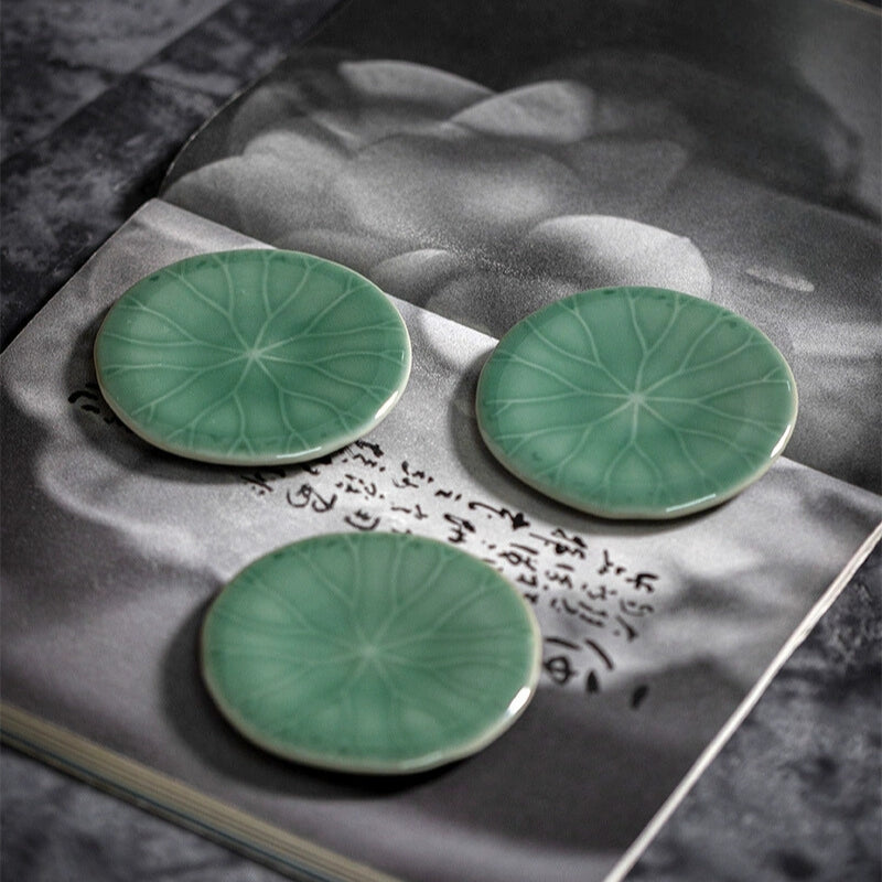 Handcrafted Lotus Leaf Incense Holder Trio