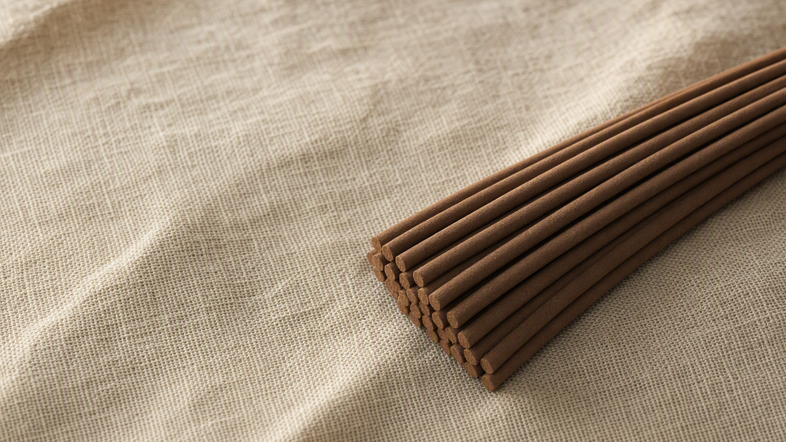A bundle of natural Chinese incense sticks close-up