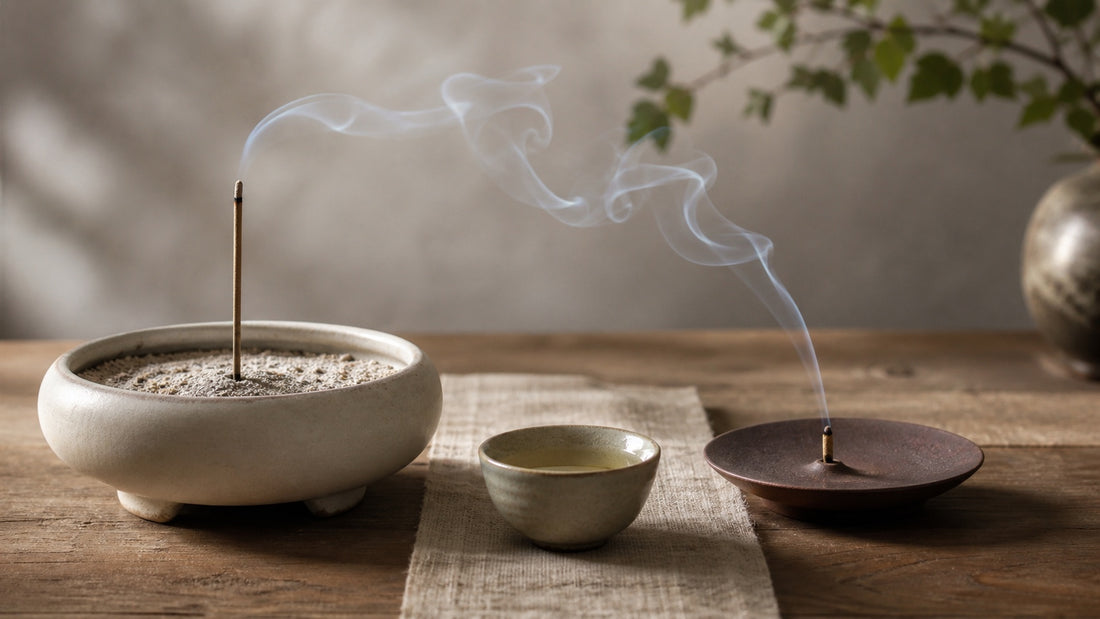 Chinese and Japanese incense traditions shown through two quiet ceramic incense settings