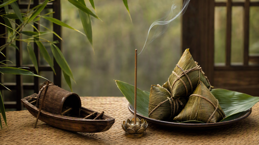 Incense with zongzi rice dumplings for Dragon Boat Festival
