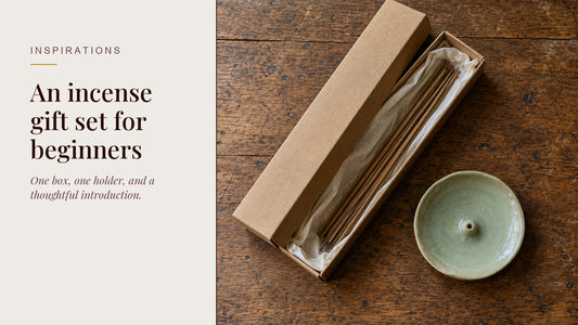 INCENZO Inspirations — An incense gift set for beginners. Editorial scene: gift beginner.