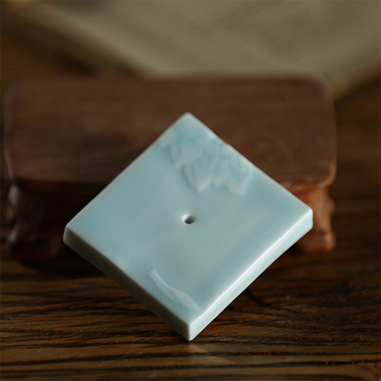 Celestial Harmony Jingdezhen ceramic incense holder - Lotus Serenity variation for natural incense rituals