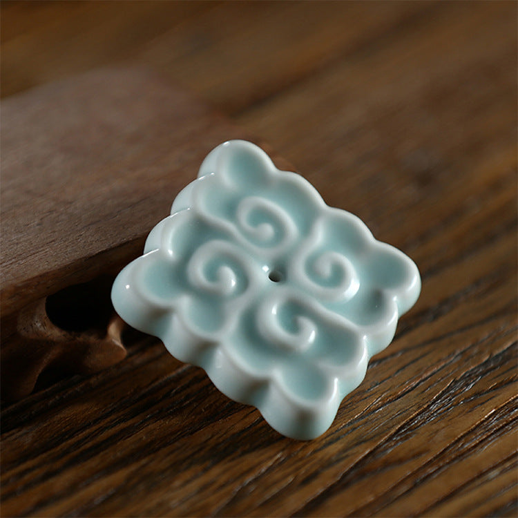 Celestial Harmony Jingdezhen ceramic incense holder - Ripple Essence variation for natural incense rituals