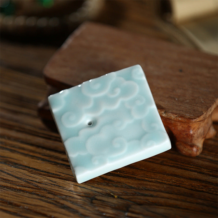 Celestial Harmony Jingdezhen ceramic incense holder - Cloud Haven variation for natural incense rituals