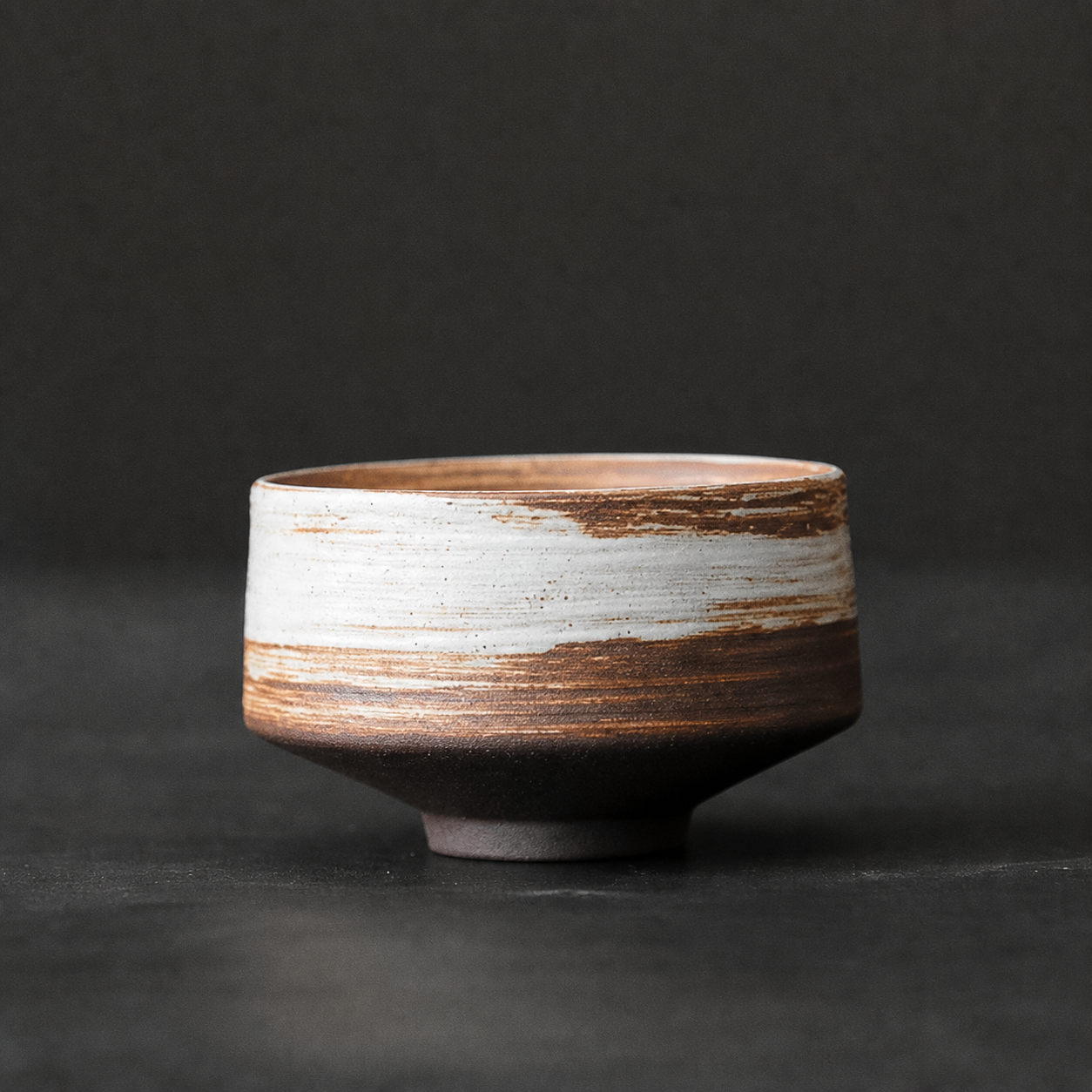 Coarse Stoneware Incense Ash Tray with antique layered glaze, front view