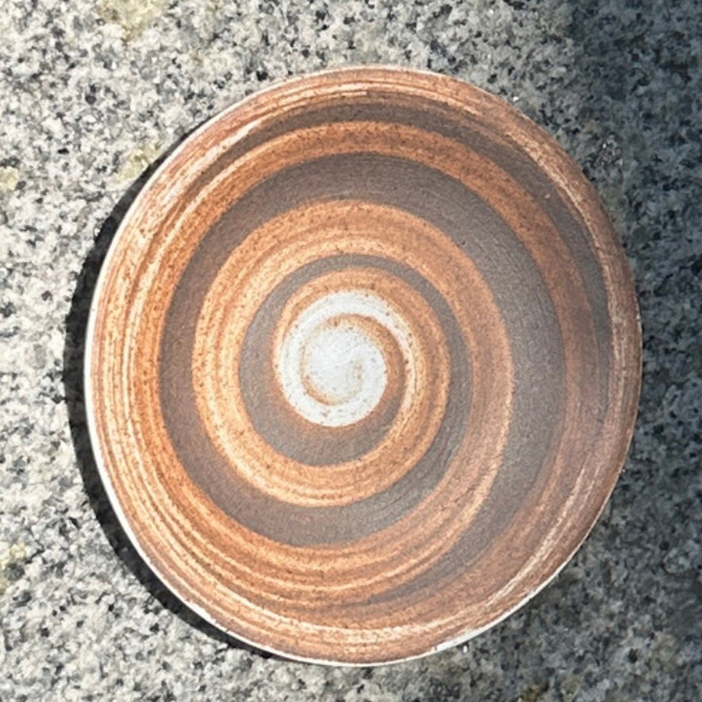 Coarse Stoneware Incense Saucer top detail showing circular antique glaze pattern