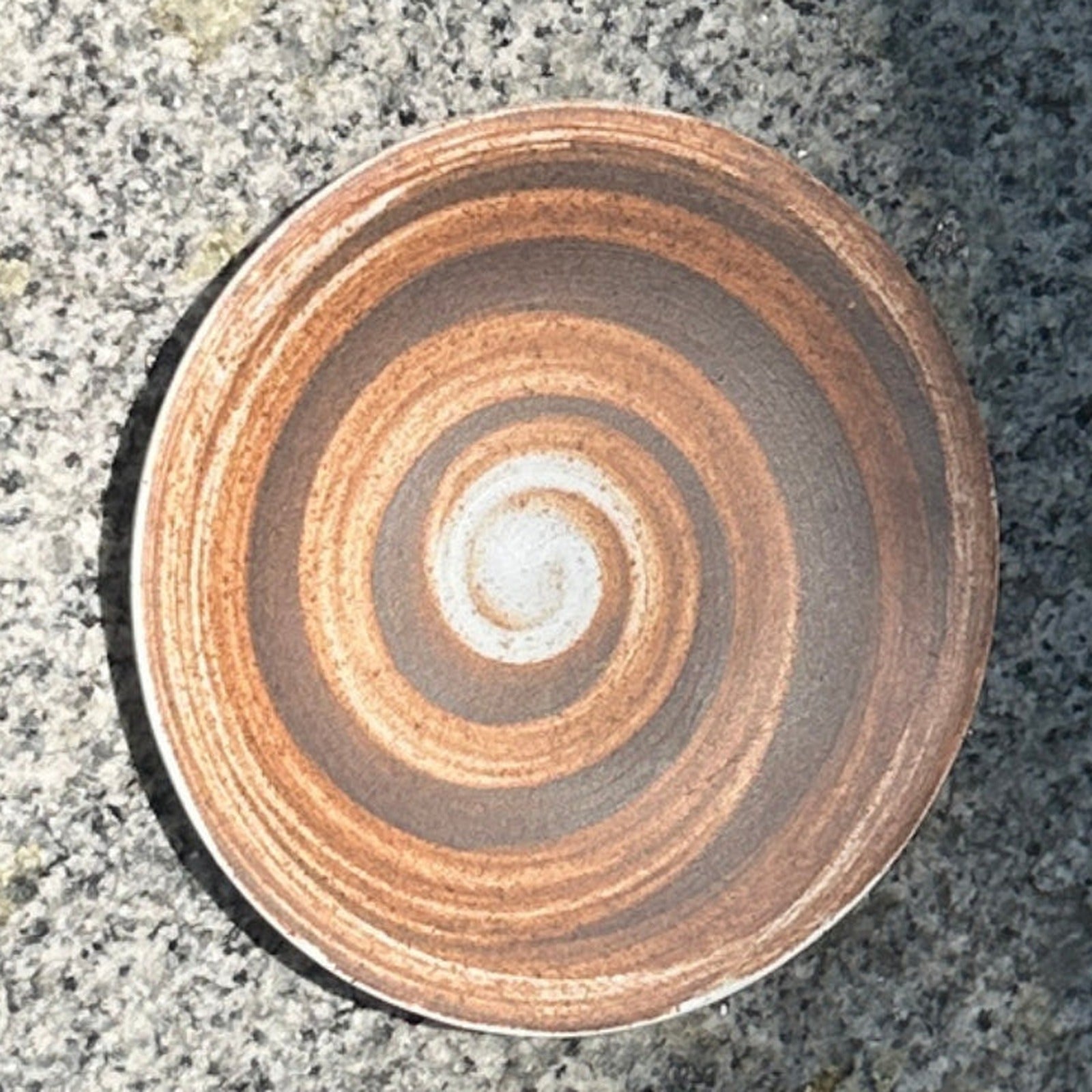 Coarse Stoneware Incense Saucer top detail showing circular antique glaze pattern