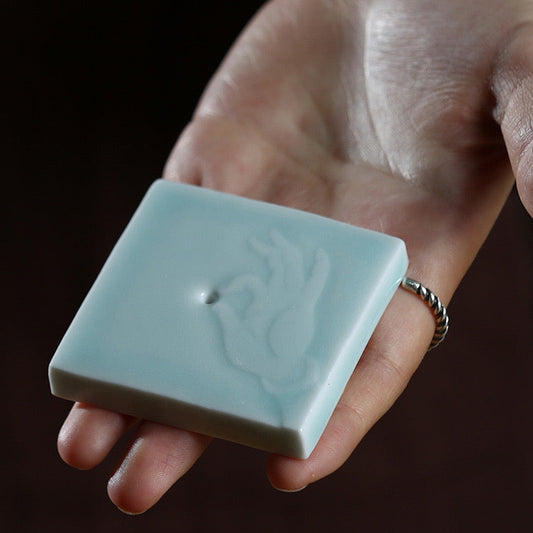 Celestial Harmony Jingdezhen ceramic incense holder - Divine Embrace variation for natural incense rituals