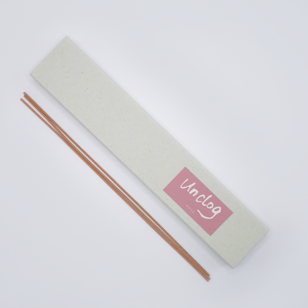 Unclog Rose Incense box with three 21 cm incense sticks